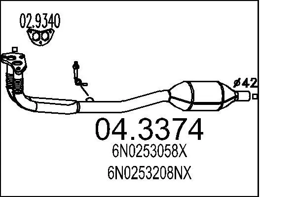 Handler.Part Catalytic converter MTS 043374 1