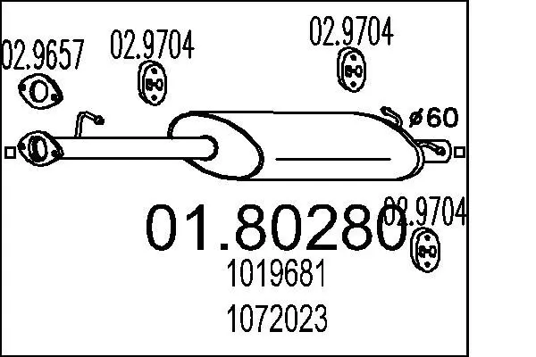 Handler.Part Middle silencer MTS 0180280 1