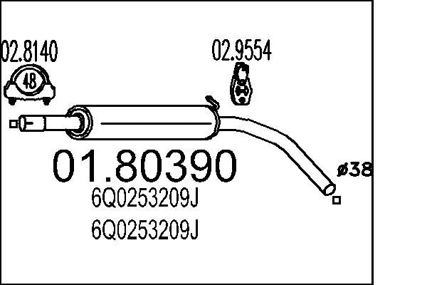 Handler.Part Middle silencer MTS 0180390 1