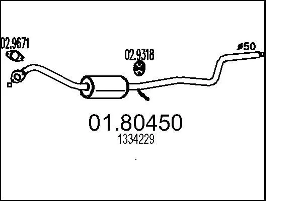 Handler.Part Middle silencer MTS 0180450 1