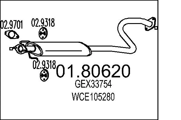 Handler.Part Middle silencer MTS 0180620 1