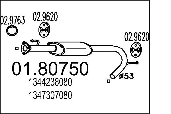 Handler.Part Middle silencer MTS 0180750 1