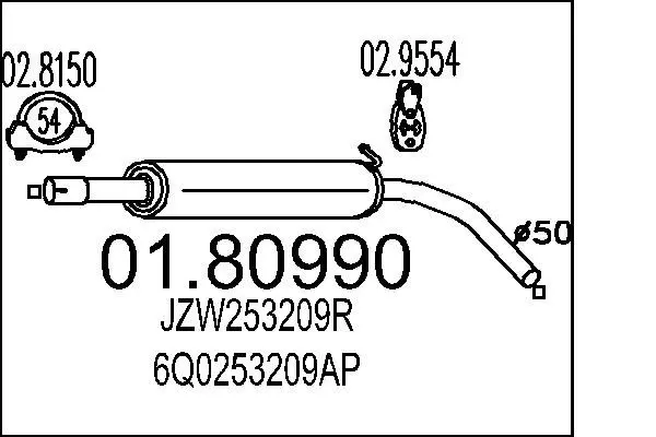 Handler.Part Middle silencer MTS 0180990 1