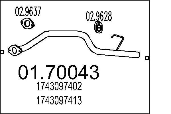 Handler.Part Exhaust pipe MTS 0170043 1