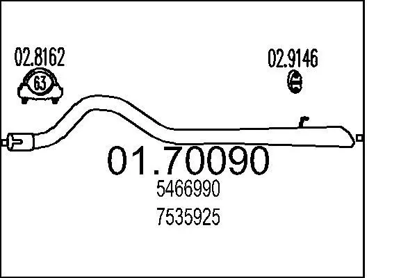 Handler.Part Exhaust pipe MTS 0170090 1