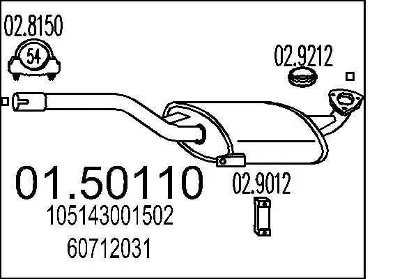 Handler.Part Middle silencer MTS 0150110 1