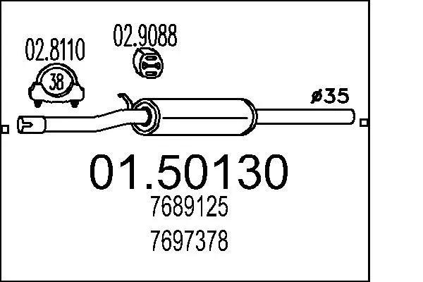 Handler.Part Middle silencer MTS 0150130 1