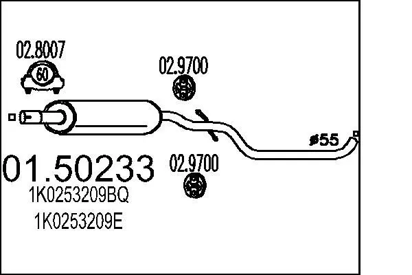 Handler.Part Middle silencer MTS 0150233 1