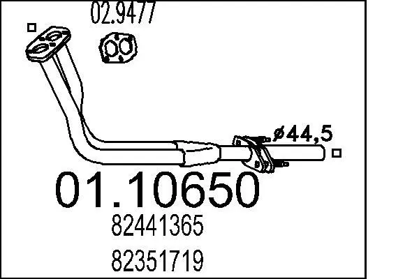 Handler.Part Exhaust pipe MTS 0110650 1