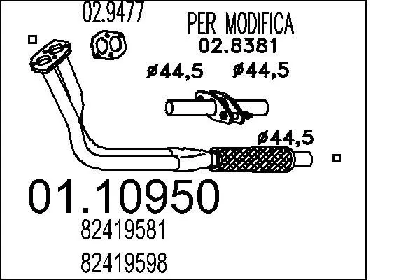 Handler.Part Exhaust pipe MTS 0110950 1