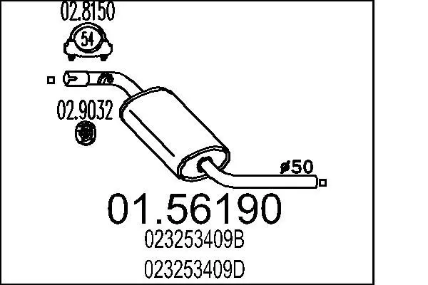 Handler.Part Middle silencer MTS 0156190 1