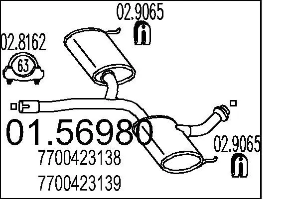 Handler.Part Middle silencer MTS 0156980 1