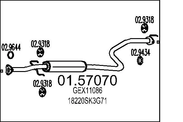 Handler.Part Middle silencer MTS 0157070 1