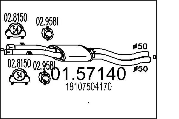 Handler.Part Middle silencer MTS 0157140 1