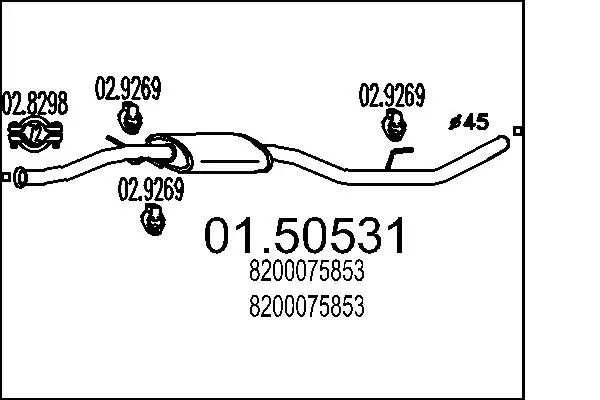 Handler.Part Middle silencer MTS 0150531 1