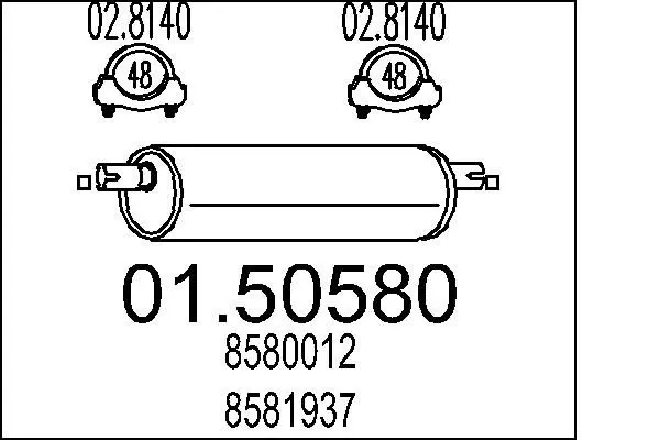 Handler.Part Middle silencer MTS 0150580 1