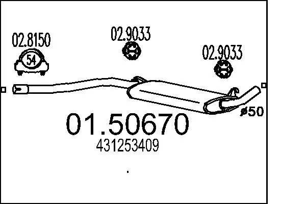 Handler.Part Middle silencer MTS 0150670 1