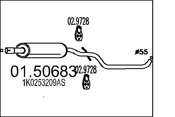 Handler.Part Middle silencer MTS 0150683 1