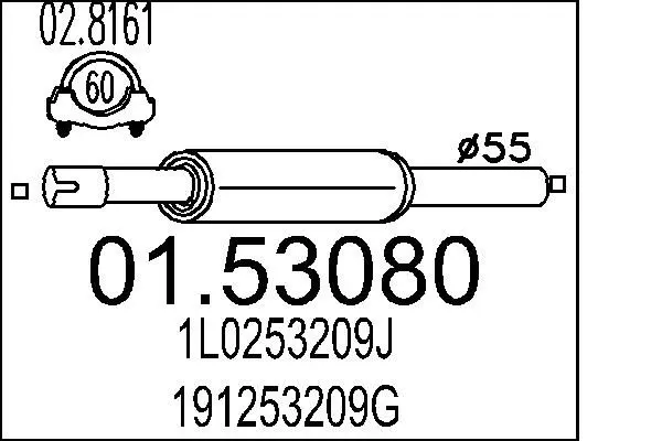 Handler.Part Front silencer MTS 0153080 1