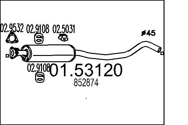 Handler.Part Middle silencer MTS 0153120 1