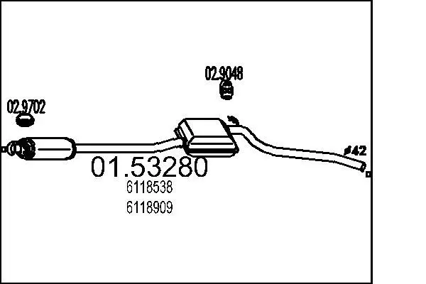 Handler.Part Middle silencer MTS 0153280 1