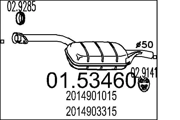 Handler.Part Middle silencer MTS 0153460 1