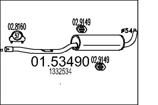 Handler.Part Middle silencer MTS 0153490 1