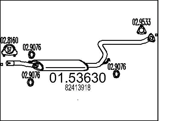 Handler.Part Middle silencer MTS 0153630 1