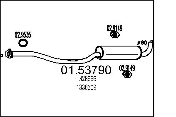 Handler.Part Middle silencer MTS 0153790 1