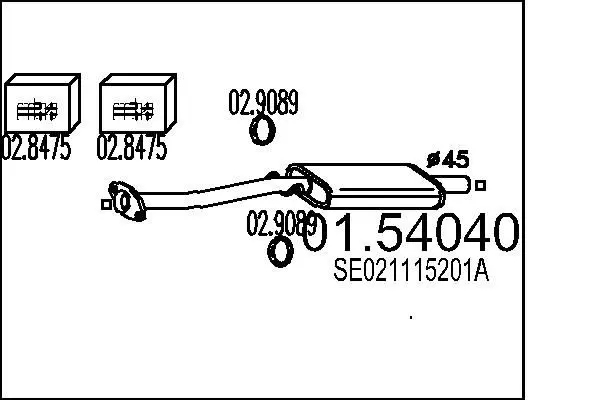 Handler.Part Middle silencer MTS 0154040 1