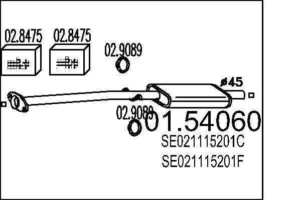 Handler.Part Middle silencer MTS 0154060 1