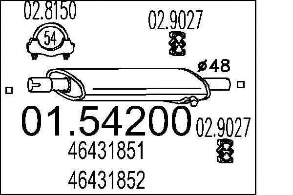 Handler.Part Middle silencer MTS 0154200 1