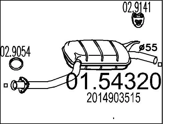 Handler.Part Middle silencer MTS 0154320 1