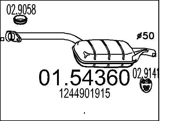 Handler.Part Middle silencer MTS 0154360 1