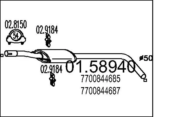 Handler.Part Middle silencer MTS 0158940 1