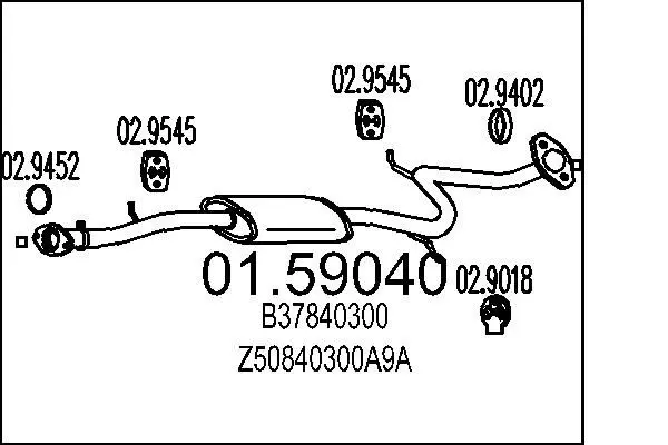 Handler.Part Middle silencer MTS 0159040 1