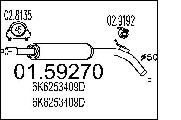 Handler.Part Middle silencer MTS 0159270 1