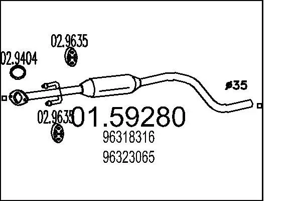 Handler.Part Middle silencer MTS 0159280 1