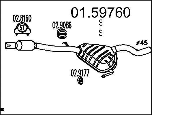 Handler.Part Middle silencer MTS 0159760 1