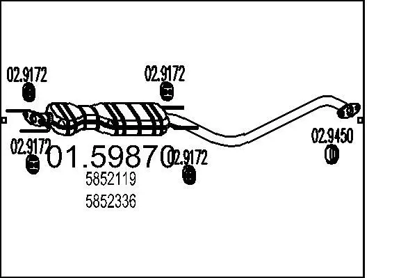 Handler.Part Middle silencer MTS 0159870 1