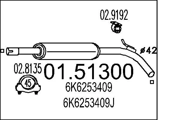 Handler.Part Middle silencer MTS 0151300 1