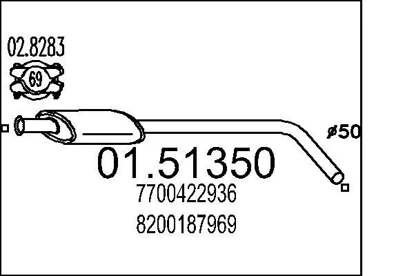 Handler.Part Middle silencer MTS 0151350 1