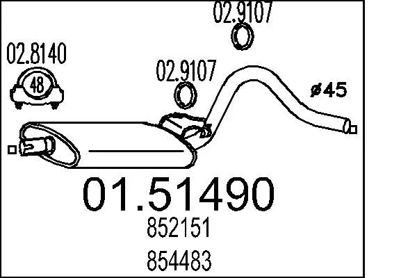 Handler.Part Middle silencer MTS 0151490 1