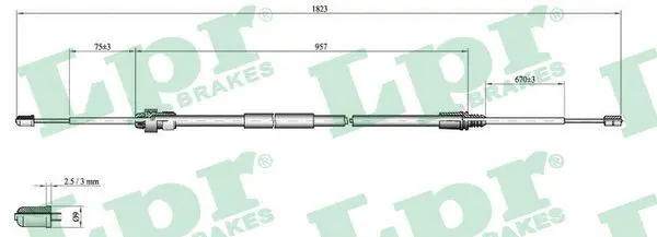 Handler.Part Cable, parking brake LPR C0002B 1