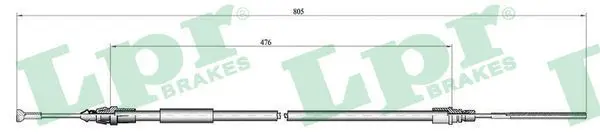 Handler.Part Cable, parking brake LPR C1265B 1