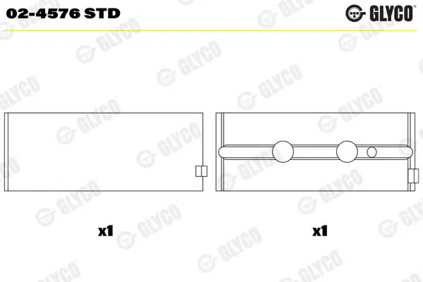 Handler.Part Main bearings, crankshaft GLYCO 024576STD 1