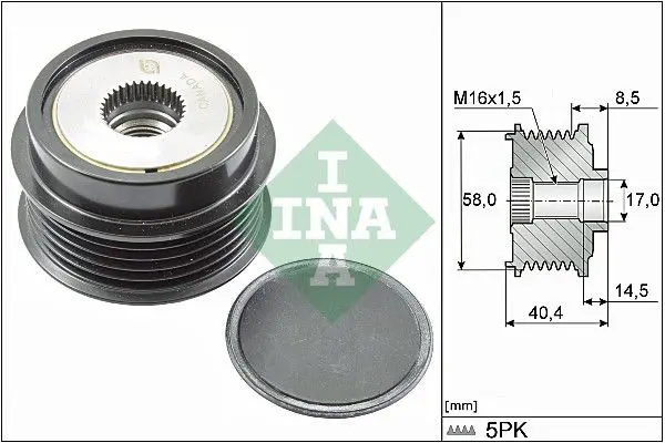 Handler.Part Alternator freewheel clutch INA 535028010 1