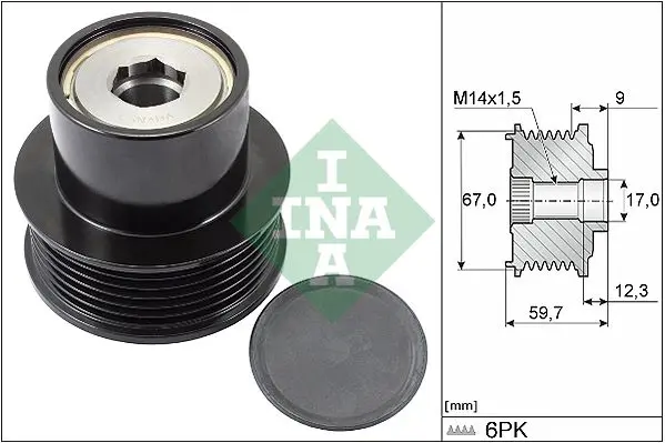 Handler.Part Alternator freewheel clutch INA 535028810 1