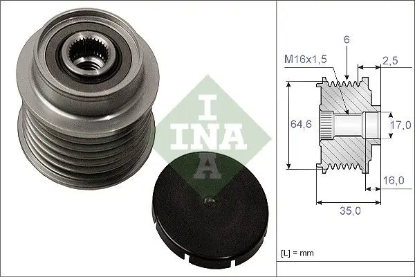 Handler.Part Alternator freewheel clutch INA 535000610 1