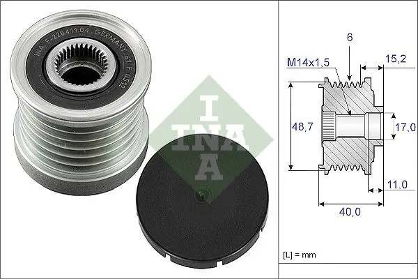 Handler.Part Alternator freewheel clutch INA 535003810 1